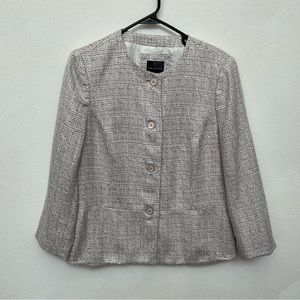 The Limited Neutral Tweed Shoulder Pad Blazer Jacket Size Large 3/4 Sleeves